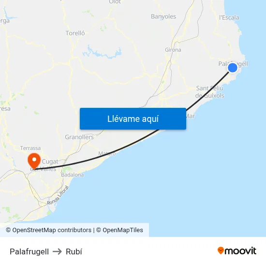 Palafrugell to Rubí map