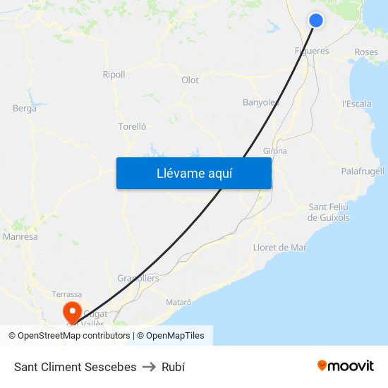 Sant Climent Sescebes to Rubí map