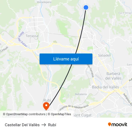 Castellar Del Vallès to Rubí map
