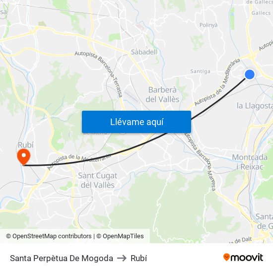 Santa Perpètua De Mogoda to Rubí map