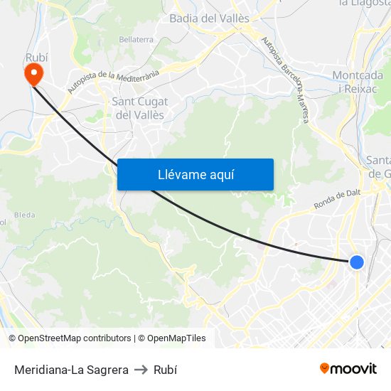 Meridiana-La Sagrera to Rubí map