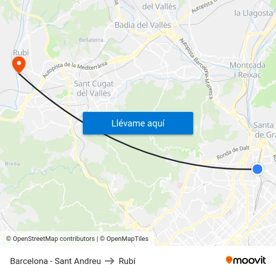 Barcelona - Sant Andreu to Rubí map