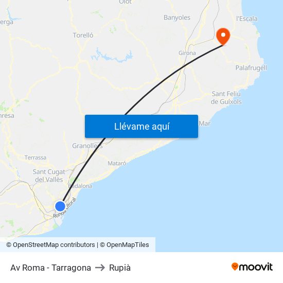 Av Roma - Tarragona to Rupià map