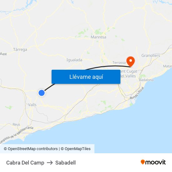 Cabra Del Camp to Sabadell map