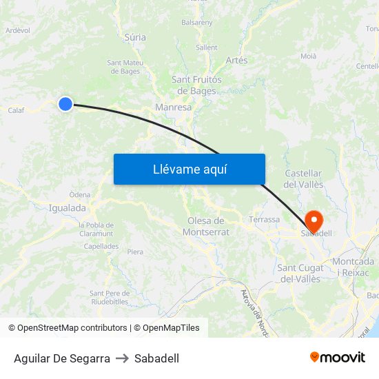 Aguilar De Segarra to Sabadell map