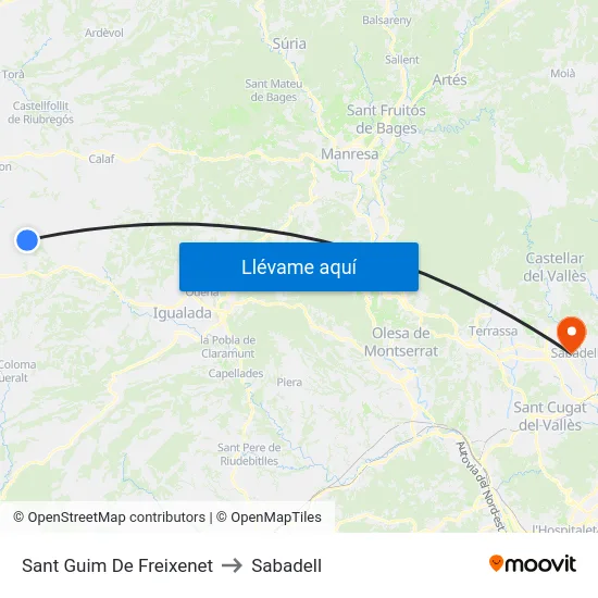 Sant Guim De Freixenet to Sabadell map