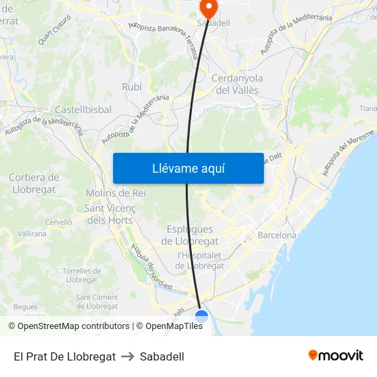 El Prat De Llobregat to Sabadell map
