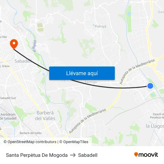 Santa Perpètua De Mogoda to Sabadell map
