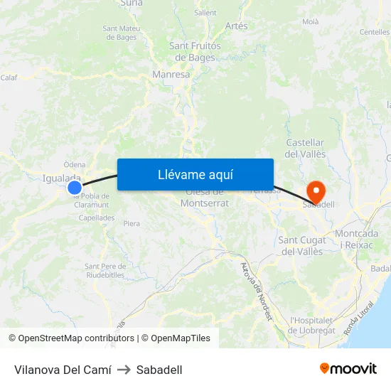 Vilanova Del Camí to Sabadell map