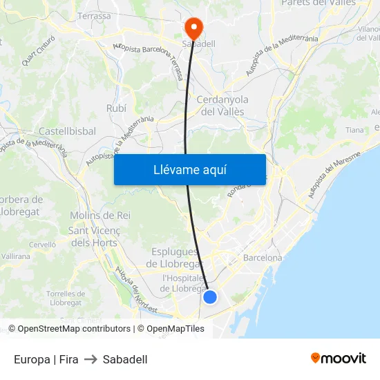 Europa | Fira to Sabadell map
