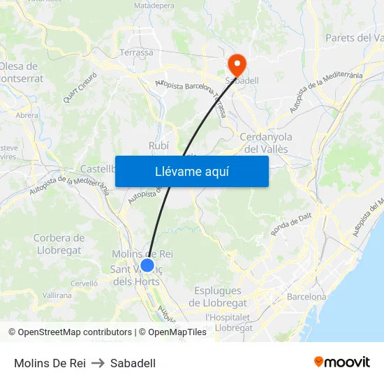 Molins De Rei to Sabadell map