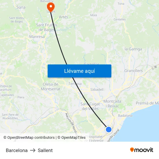 Barcelona to Sallent map