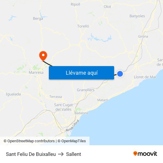 Sant Feliu De Buixalleu to Sallent map