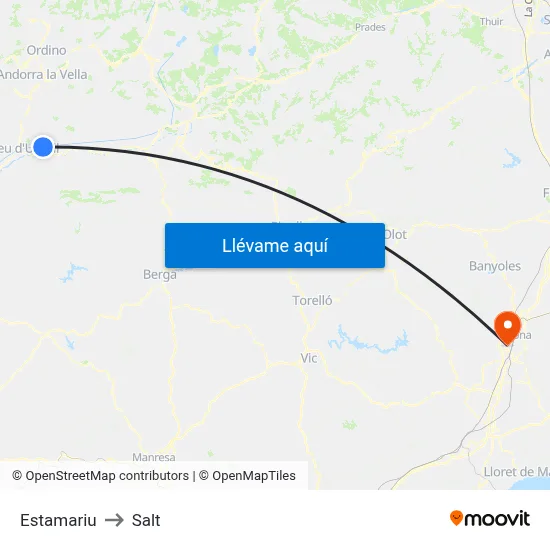 Estamariu to Salt map