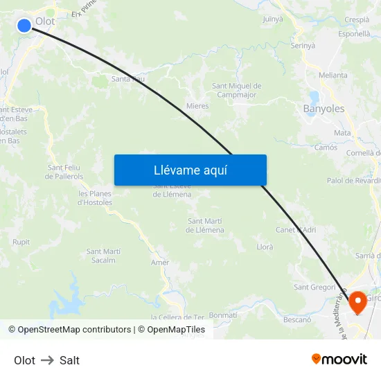 Olot to Salt map
