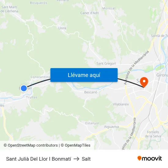 Sant Julià Del Llor I Bonmatí to Salt map