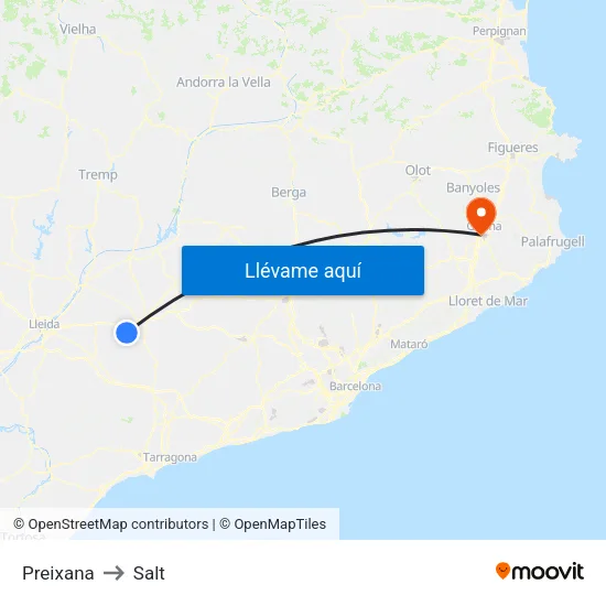 Preixana to Salt map