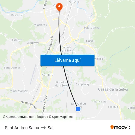Sant Andreu Salou to Salt map