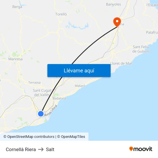 Cornellà Riera to Salt map