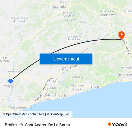 Bràfim to Sant Andreu De La Barca map