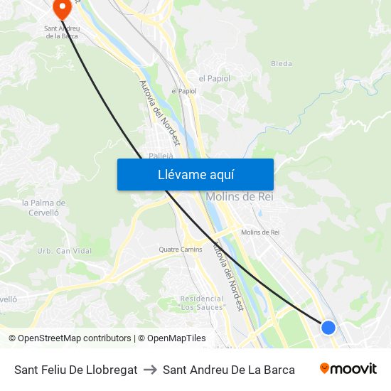 Sant Feliu De Llobregat to Sant Andreu De La Barca map