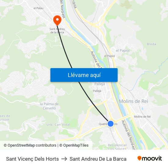 Sant Vicenç Dels Horts to Sant Andreu De La Barca map