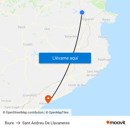 Biure to Sant Andreu De Llavaneres map