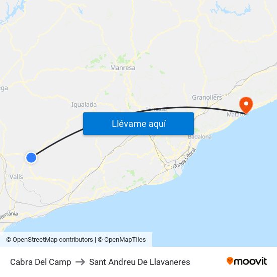Cabra Del Camp to Sant Andreu De Llavaneres map