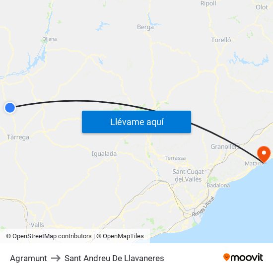 Agramunt to Sant Andreu De Llavaneres map