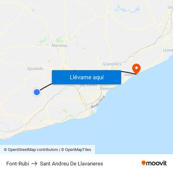 Font-Rubí to Sant Andreu De Llavaneres map