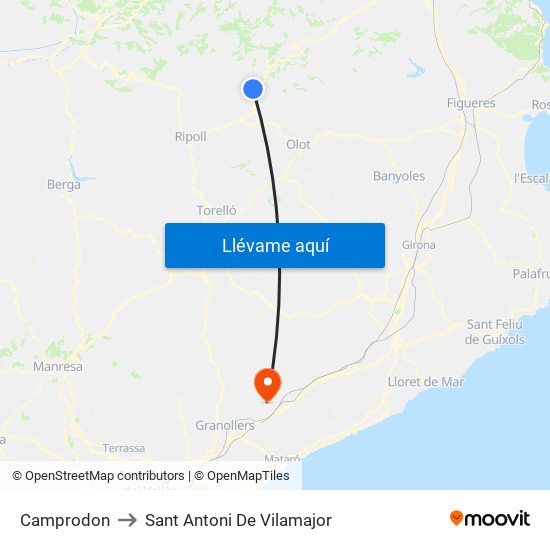 Camprodon to Sant Antoni De Vilamajor map