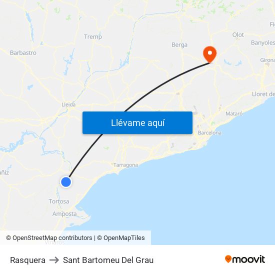 Rasquera to Sant Bartomeu Del Grau map