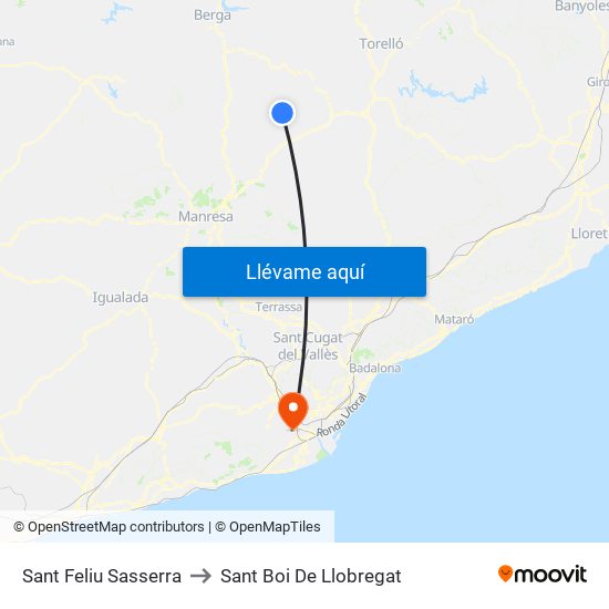 Sant Feliu Sasserra to Sant Boi De Llobregat map