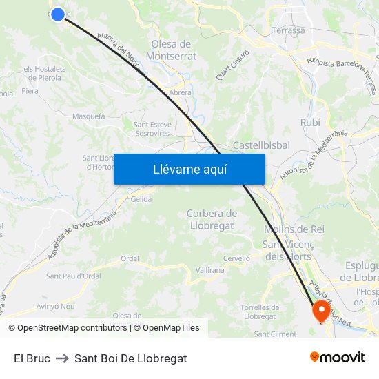 El Bruc to Sant Boi De Llobregat map