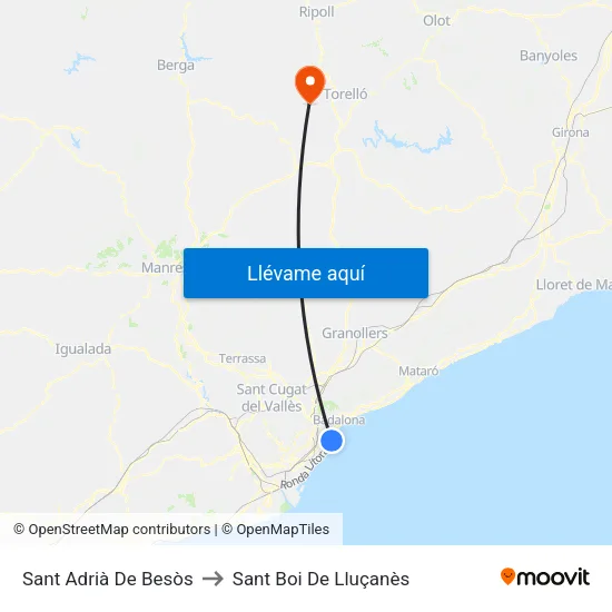 Sant Adrià De Besòs to Sant Boi De Lluçanès map