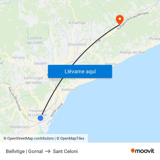 Bellvitge | Gornal to Sant Celoni map