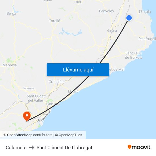 Colomers to Sant Climent De Llobregat map