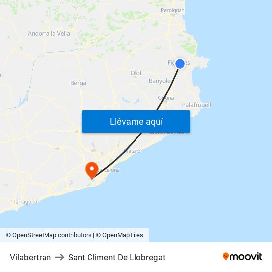 Vilabertran to Sant Climent De Llobregat map