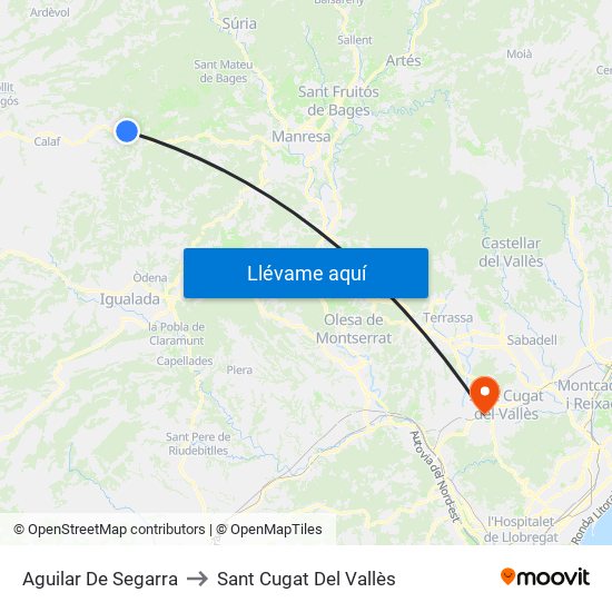 Aguilar De Segarra to Sant Cugat Del Vallès map