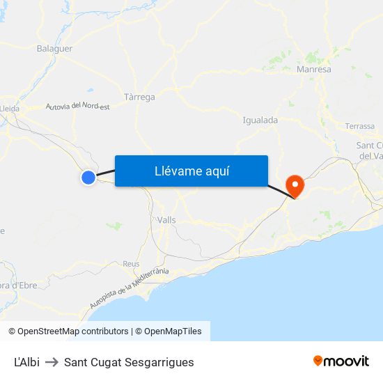 L'Albi to Sant Cugat Sesgarrigues map