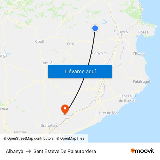 Albanyà to Sant Esteve De Palautordera map