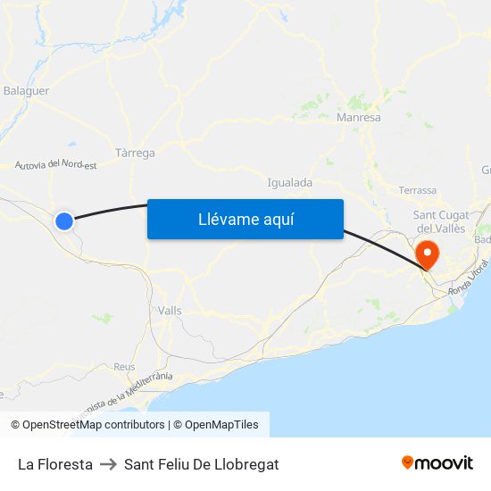 La Floresta to Sant Feliu De Llobregat map
