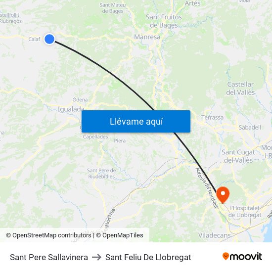 Sant Pere Sallavinera to Sant Feliu De Llobregat map