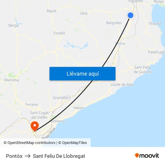 Pontós to Sant Feliu De Llobregat map