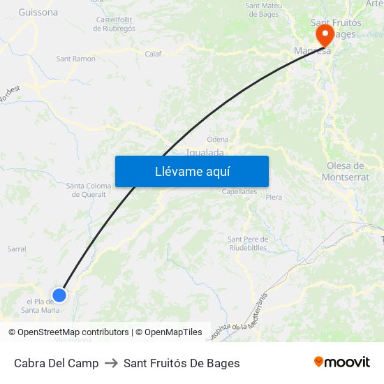 Cabra Del Camp to Sant Fruitós De Bages map