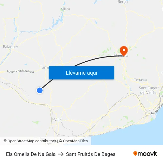 Els Omells De Na Gaia to Sant Fruitós De Bages map