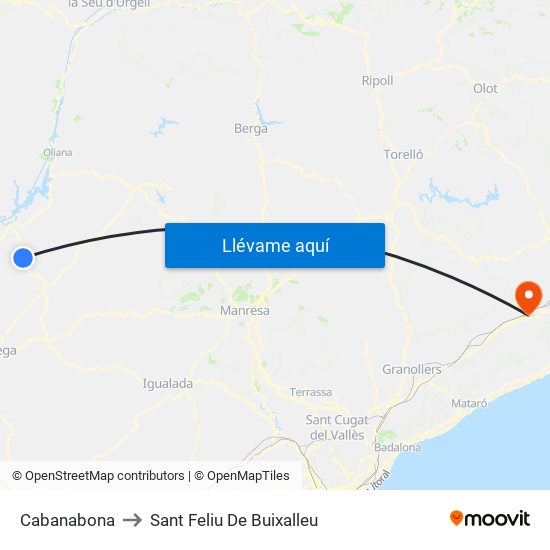 Cabanabona to Sant Feliu De Buixalleu map