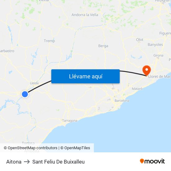 Aitona to Sant Feliu De Buixalleu map