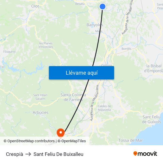 Crespià to Sant Feliu De Buixalleu map