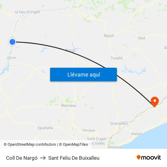 Coll De Nargó to Sant Feliu De Buixalleu map